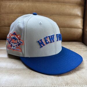 New Era Fitted New York Mets Gray/Blue/Orange, Orange UV  7-3/8 Worn